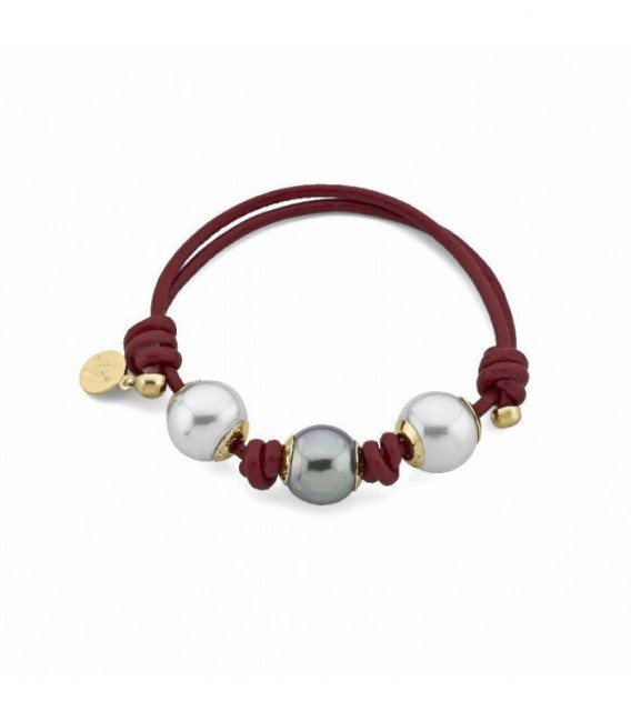 BRAZALETE CUERO ROJO