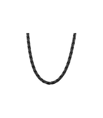 NECKLACE LEATHER BRAIDED BLACK