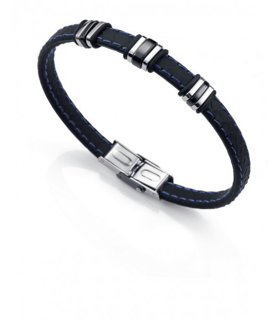 PULSERA ACERO IP NEGRO Y SILICONA SR FAS