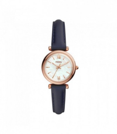 Reloj Carlie Mini de piel color azul marino con tres agujas