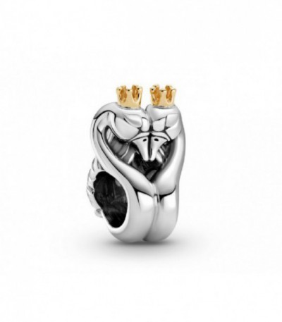 SWANS AND HEART SILVER AND 14K GOLD CHAR