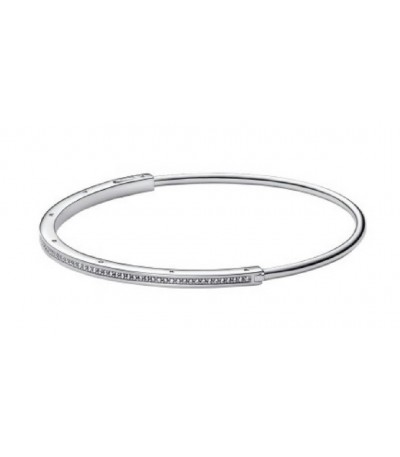 PANDORA SILVER BANGLE WITH CLEAR CUBIC