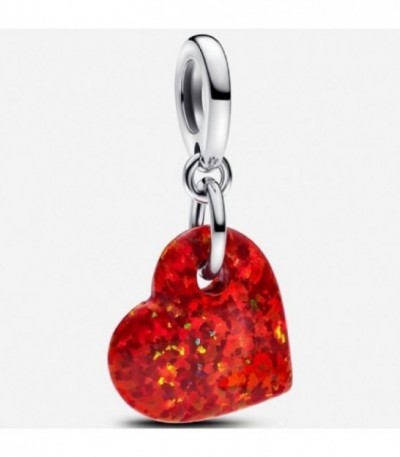 Charm Colgante Corazón Rojo Opalescente