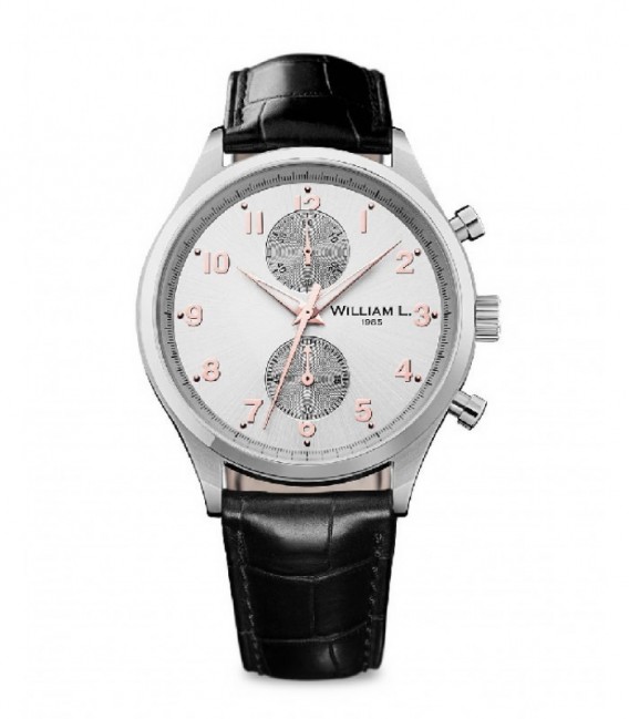RELOJ ACERO BLANCO CORREA NEGRA