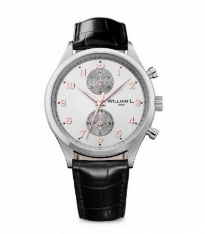 RELOJ ACERO BLANCO CORREA NEGRA