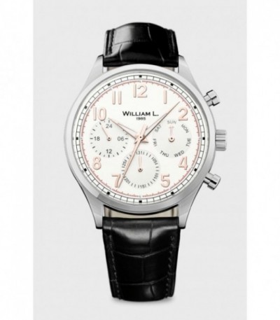 RELOJ ACERO BLANCO CORREA NEGRA