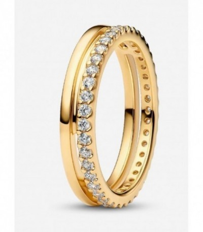 Anillo doble banda con recubrimiento en oro de 14k