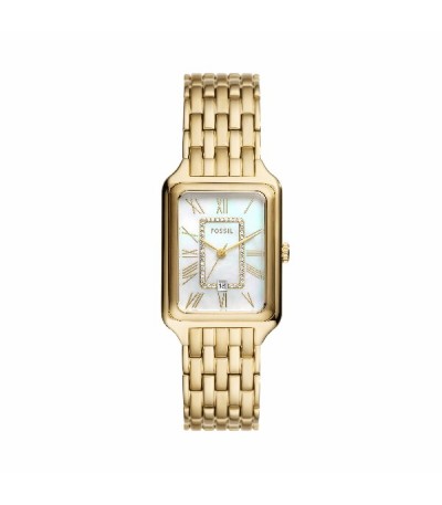 Reloj Raquel de acero inoxidable en tono dorado con tres agujas y fecha