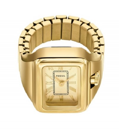 Anillo de reloj Raquel de acero inoxidable en tono dorado con dos agujas