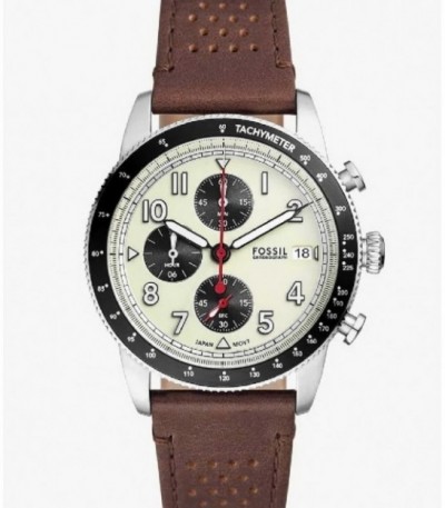 Reloj Sport Tourer de piel en color marrón con cronógrafo