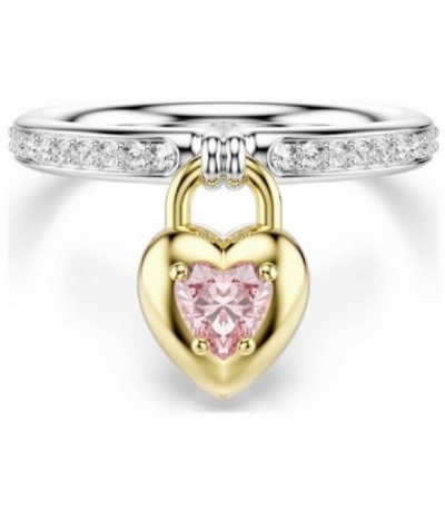 Anillo con motivo Idyllia, Tallas mixtas, Corazón, Rosa, Combinación de acabados metálicos Talla 50