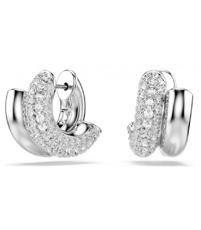 Pendientes de aro Dextera, Talla redonda, Mini, Blancos, Baño de rodio