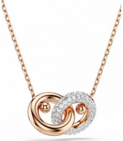 Colgante Dextera, Talla redonda, Blanco, Baño tono oro rosa