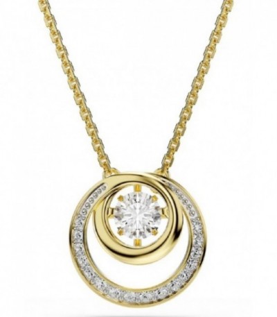 Colgante Hyperbola, Talla redonda, Blanco, Baño tono oro