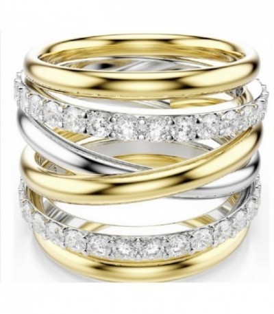 Anillo de cóctel Hyperbola, Talla redonda, Blanco, Combinación de acabados metálicos talla 58