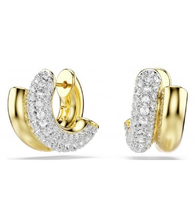 Pendientes de aro Dextera, Talla redonda, Mini, Blancos, Baño tono oro