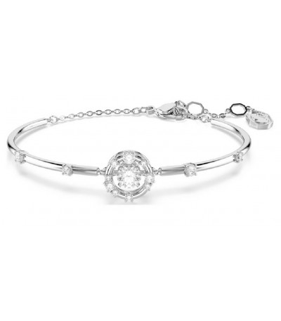 Brazalete Constella, Talla redonda, Dancing Stone, Blanco, Baño de rodio