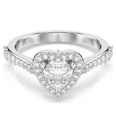 Anillo Swarovski 5744046 Una Angelic Corazón Blanco Baño Rodio Talla 55